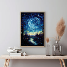 Moon Oil Painting Original - Enchanting Night Sky Art | Small, Signed Cloud Moon Landscape