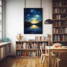 Moon Oil Painting Original - Enchanting Night Sky and Cloud Art | Signed Small Oil Painting of Night Landscape