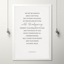 Philippians 467, Do not be anxious about anything Bible Verse Poster Wall Art, Minimalist Christian Wall Art Digital Typography Print