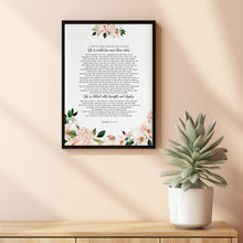 Proverbs 31:10-30 A Wife Of Noble Character Bible Verse Wall Art - Inspirational Floral Scripture Gift for Women