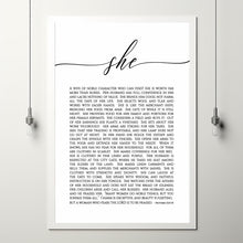 Proverbs 31:10-30 A Wife Of Noble Character Bible Verse Wall Art - Inspirational Floral Scripture Gift for Women