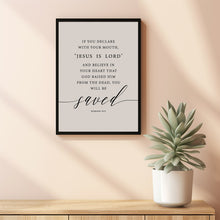 Romans 10:9 'You Will Be Saved' Bible Verse Scripture Poster | Easter Wall Decor for Spiritual Inspiration