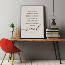 Romans 10:9 'You Will Be Saved' Bible Verse Scripture Poster | Easter Wall Decor for Spiritual Inspiration