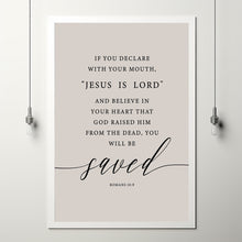 Romans 10:9 'You Will Be Saved' Bible Verse Scripture Poster | Easter Wall Decor for Spiritual Inspiration