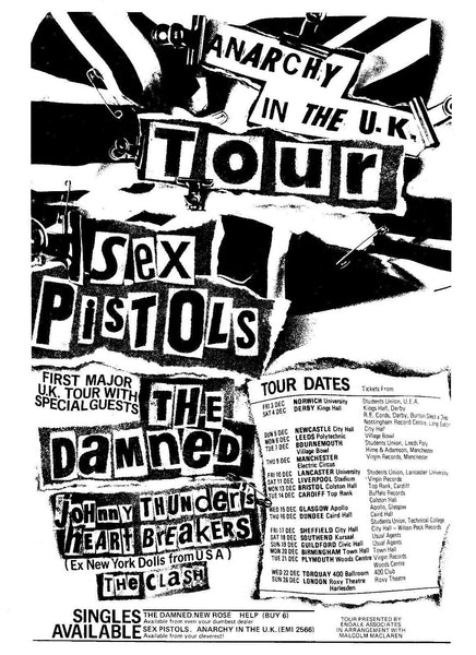 Sex Pistols Glue Anarchy Tour in the UK Live Concert Poster Print