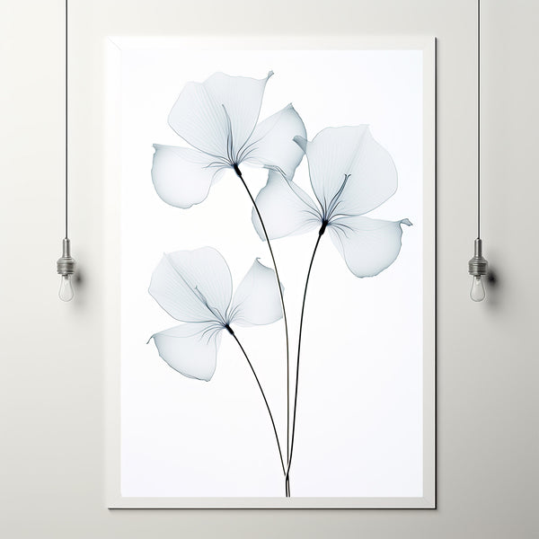 Ethereal Dark Botany X-Ray Photo Poster - Chic Minimalist Floral Wall Art - Unique Botanical Print - Modern Home Decor - Perfect Gift for Her
