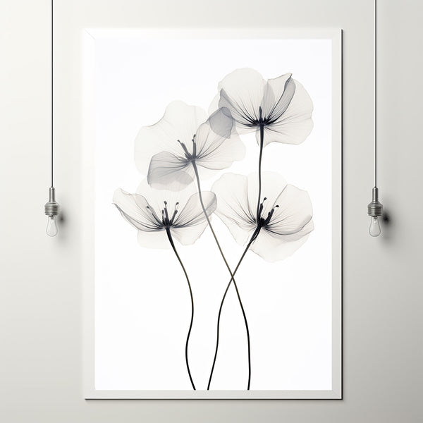 Ethereal Dark Botany X-Ray Photo Poster - Minimalist Floral Wall Art - Mysterious Botanical Print for Modern Home Decor - Gift for her
