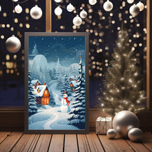 Snowman and Christmas Tree Poster - Classic Xmas Decor | Vintage Holiday Art Print | Ideal Christmas Gift