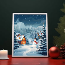 Snowman and Christmas Tree Poster - Classic Xmas Decor | Vintage Holiday Art Print | Ideal Christmas Gift