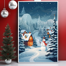 Snowman and Christmas Tree Poster - Classic Xmas Decor | Vintage Holiday Art Print | Ideal Christmas Gift