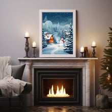 Snowman and Christmas Tree Poster - Classic Xmas Decor | Vintage Holiday Art Print | Ideal Christmas Gift