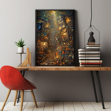 Surreal Library in the Forest Poster - Enchanting Tree in Library Wall Art, Abstract and Whimsical Book Haven Print