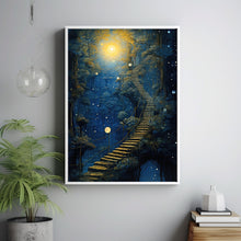 Surreal Library in the Forest Poster - Enchanting Tree in Library Wall Art, Abstract and Whimsical Book Haven Print