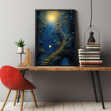 Surreal Library in the Forest Poster - Enchanting Tree in Library Wall Art, Abstract and Whimsical Book Haven Print