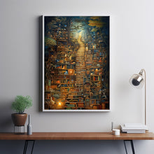 Surreal Library in the Forest Poster - Enchanting Tree in Library Wall Art, Abstract and Whimsical Book Haven Print
