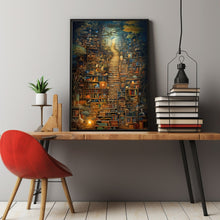 Surreal Library in the Forest Poster - Enchanting Tree in Library Wall Art, Abstract and Whimsical Book Haven Print