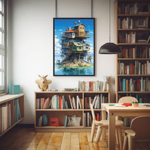 Dreamy Ocean Side Painting - Original Print | Vintage Cliffside Seaview Poster | Anime-Inspired Poster Gift