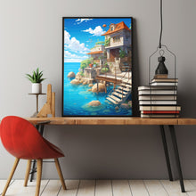 House by the Sea Poster - Tranquil Anime-Inspired Seaside Wall Art