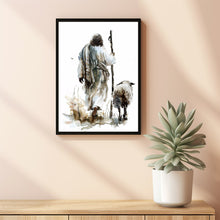 A Starry Walk, Modern Christian Art, Leave the 99 Art, Jesus and Lamb, Jesus Portrait Art, LDS Art, Poster Bible Art, Christian Poster