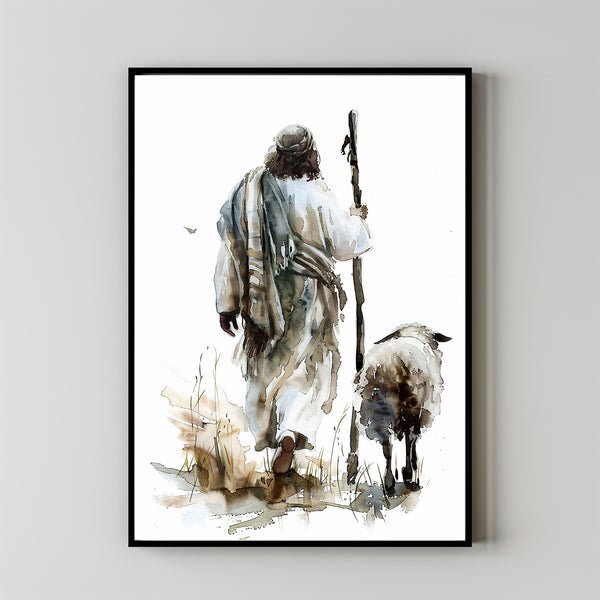A Starry Walk, Modern Christian Art, Leave the 99 Art, Jesus and Lamb, Jesus Portrait Art, LDS Art, Poster Bible Art, Christian Poster