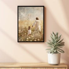 Life With Him, Jesus Christ and Little Girl Walking , Jesus Carrying Girl, Christian Wall Art, Bible Art, Faithful Art, Jesus Painting
