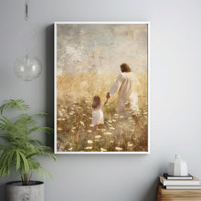 Life With Him, Jesus Christ and Little Girl Walking , Jesus Carrying Girl, Christian Wall Art, Bible Art, Faithful Art, Jesus Painting
