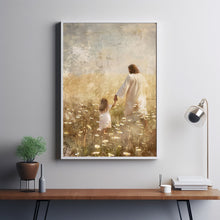 Life With Him, Jesus Christ and Little Girl Walking , Jesus Carrying Girl, Christian Wall Art, Bible Art, Faithful Art, Jesus Painting