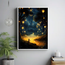 The Dancing Fireflies Poster - Enchanting Mystical Magical Forest Scene, Dreamy Nature-Inspired Wall Art for Home Decor