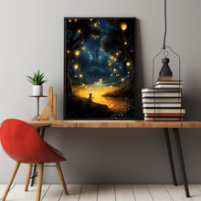The Dancing Fireflies Poster - Enchanting Mystical Magical Forest Scene, Dreamy Nature-Inspired Wall Art for Home Decor