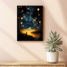 The Dancing Fireflies Poster - Enchanting Mystical Magical Forest Scene, Dreamy Nature-Inspired Wall Art for Home Decor