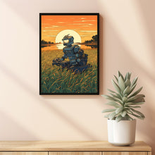 Robot Farming Rice Poster in Ukiyo-e Style | A Fusion of Futuristic and Traditional Art