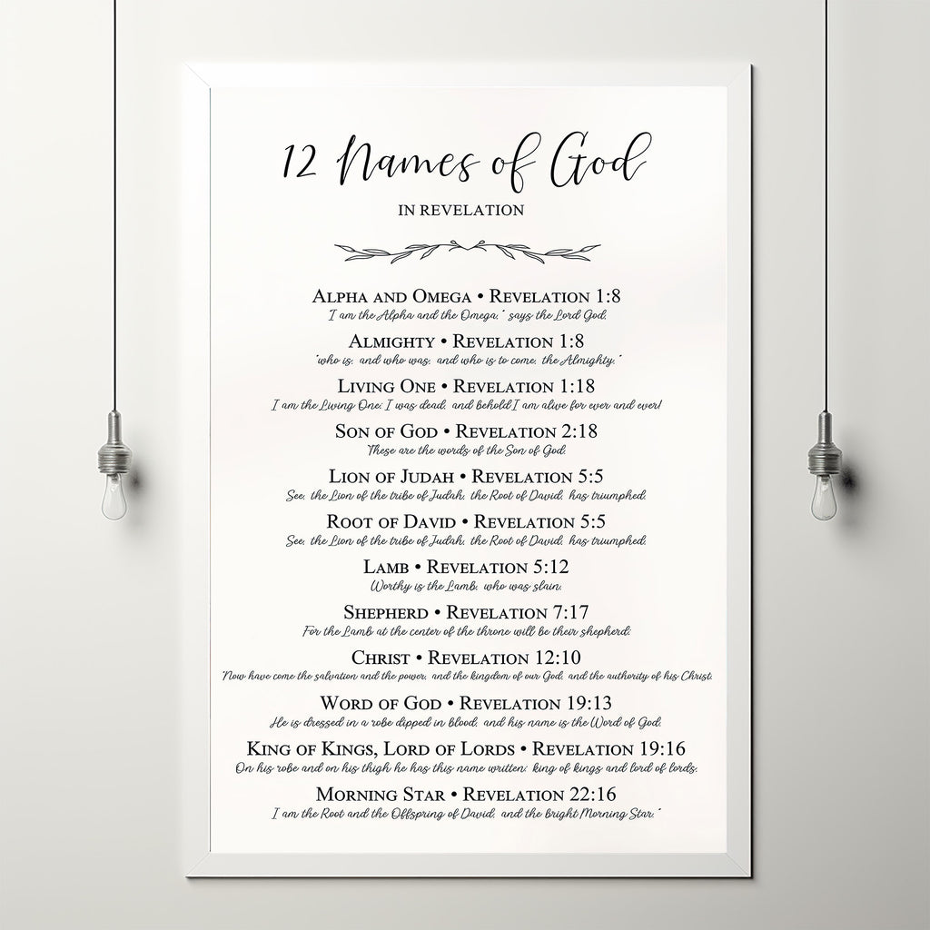 12 Names Of God In Revelation New Testament Bible Verse Printable Wall 12 names of god in revelation new testament bible verse printable wall