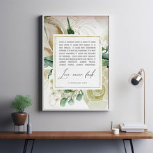 1 Corinthians 13:4-8 Floral Scripture Wall Art - Elegant Christian Wedding Gift, Inspirational Bible Verse Decor