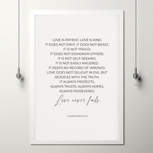 1 Corinthians 134-8 Love is Patient Love is Kind Christian Marriage Bible Verse Poster Wall Art Sign, Religious Bedroom Decor