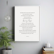 1 Peter 13-5 Blessed be to God Easter Bible Verse Wall Art Poster, Living Hope Scripture Poster, Minimalist Christian Wall