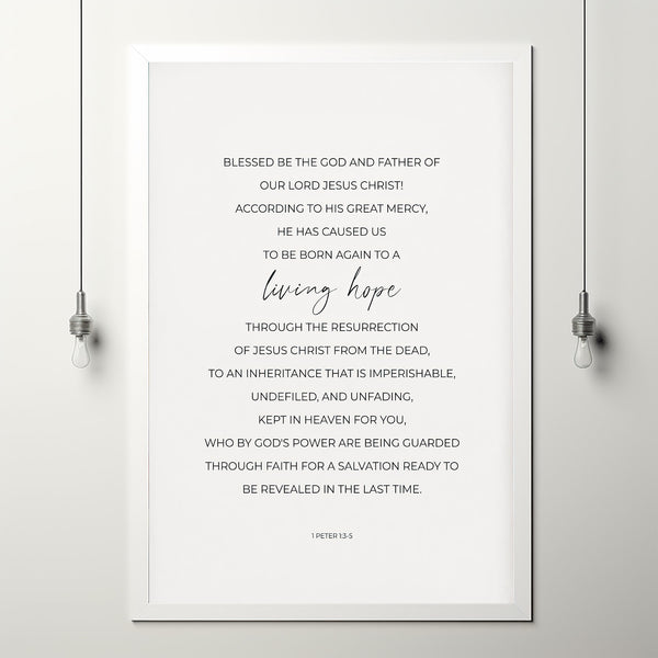 1 peter 13 5 blessed be to god easter bible verse wall art poster liv