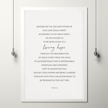 1 Peter 13-5 Blessed be to God Easter Bible Verse Wall Art Poster, Living Hope Scripture Poster, Minimalist Christian Wall