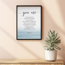 1 Peter 2:9 'You Are A Chosen People' Bible Verse Wall Art - Inspirational Scripture Decor for Spiritual Empowerment