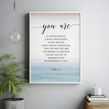 1 Peter 2:9 'You Are A Chosen People' Bible Verse Wall Art - Inspirational Scripture Decor for Spiritual Empowerment