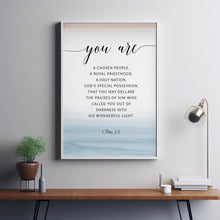 1 Peter 2:9 'You Are A Chosen People' Bible Verse Wall Art - Inspirational Scripture Decor for Spiritual Empowerment