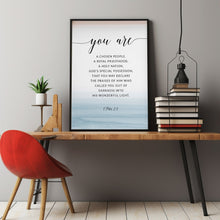 1 Peter 2:9 'You Are A Chosen People' Bible Verse Wall Art - Inspirational Scripture Decor for Spiritual Empowerment