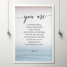 1 Peter 2:9 'You Are A Chosen People' Bible Verse Wall Art - Inspirational Scripture Decor for Spiritual Empowerment