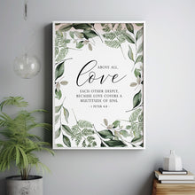 1 Peter 4:8 'Love Each Other Deeply' Bible Verse Wall Art - Perfect Christian Wedding Gift, Inspirational Scripture Poster