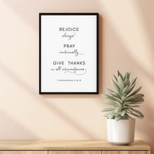 1 Thessalonians 5:16-18 'Rejoice Always, Give Thanks' Bible Verse Wall Art - Inspirational Scripture Decor for Daily Gratitude