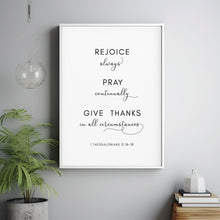 1 Thessalonians 5:16-18 'Rejoice Always, Give Thanks' Bible Verse Wall Art - Inspirational Scripture Decor for Daily Gratitude