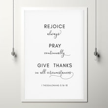 1 Thessalonians 5:16-18 'Rejoice Always, Give Thanks' Bible Verse Wall Art - Inspirational Scripture Decor for Daily Gratitude