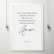 1 Timothy 117 Now To the King Eternal Minimalist Christian Wall Art, Modern Typography Bible Verse Poster, Christmas Scripture Decor