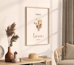 1 John 416 God is Love Bible Verse Wall Art Poster, Modern Christian Floral Scripture quote about love Valentines Day wedding Gift Print 1397946216