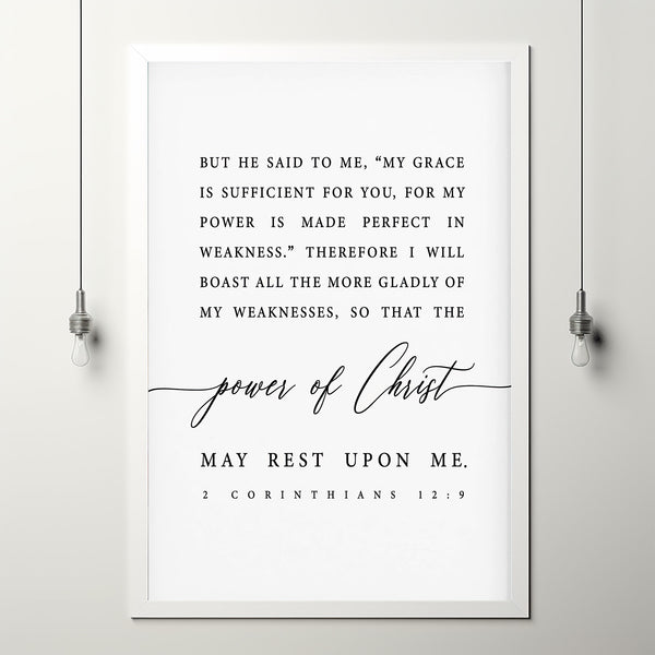 2 Corinthians 12:9 'My Grace Is Sufficient For You' Large Scripture Poster - Inspirational Christian Gifts for Strength and Faith