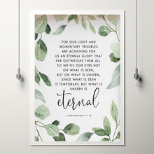 2 Corinthians 4:17-18 'Unseen Is Eternal' Bible Verse Wall Art - Timeless Scripture Poster, Ideal Christian Gifts for Faith and Hope